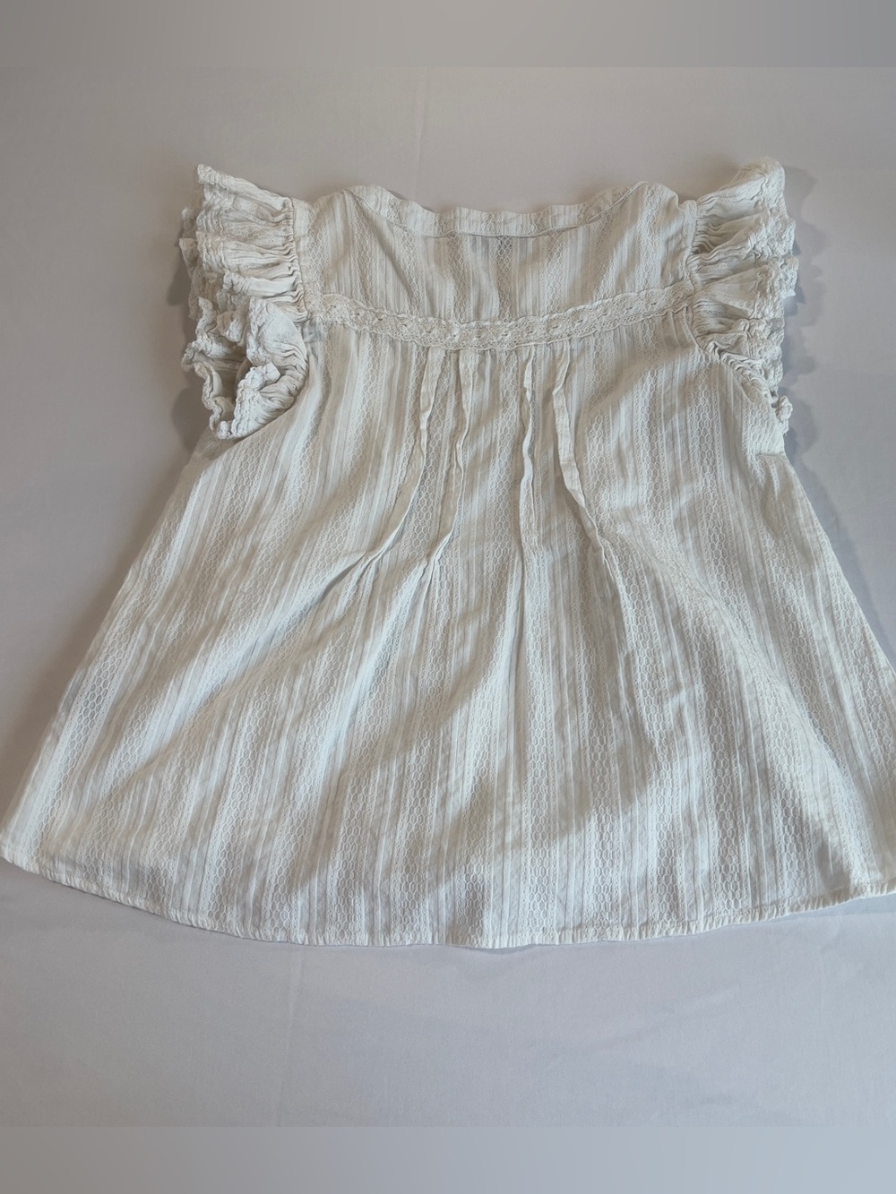 Vici White Ruffled Lace-Front Button Blouse - Picture 5 of 5